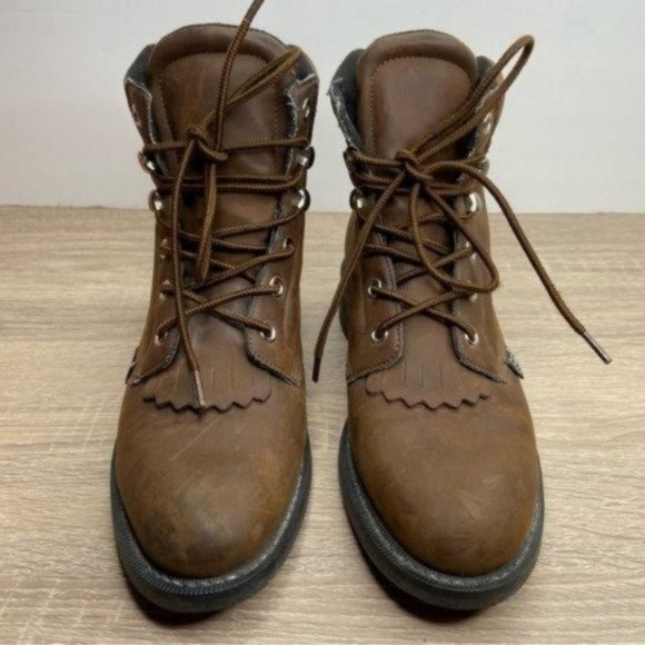 Justin Basics Brown Leather Ankle Boots Size 6.5 - Picture 2 of 9